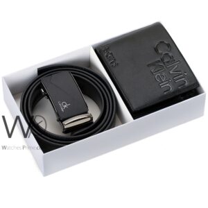 black calvin klein authentic wallet and belt for men ck buckle gift set