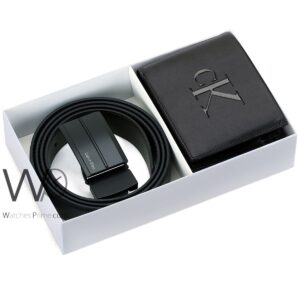 black calvin klein original wallet and belt for men ck buckle gift set