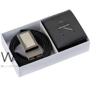 black calvin klein wallet and belt for men ck buckle original gift set