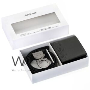 black original calvin klein wallet and belt for men ck buckle gift set