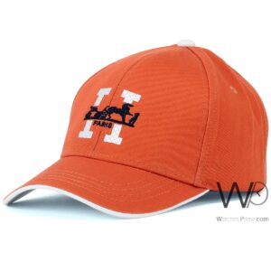 Hermes H Logo Baseball Cap Orange Color Cotton Hat For Men