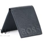 Hugo Boss Wallet Men Blue Genuine Leather | Watches Prime