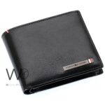 Tommy Hilfiger Wallet Men Black Genuine Leather Metal Logo | Watches Prime