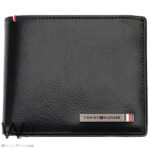 Tommy Hilfiger Wallet Men Black Genuine Leather Metal Logo | Watches Prime
