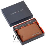 Tommy Hilfiger Wallet Men Brown Genuine Leather Metal Logo | Watches Prime