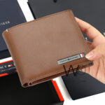 Tommy Hilfiger Wallet Men Brown Genuine Leather Metal Logo | Watches Prime