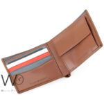 Tommy Hilfiger Wallet Men Brown Genuine Leather Metal Logo | Watches Prime