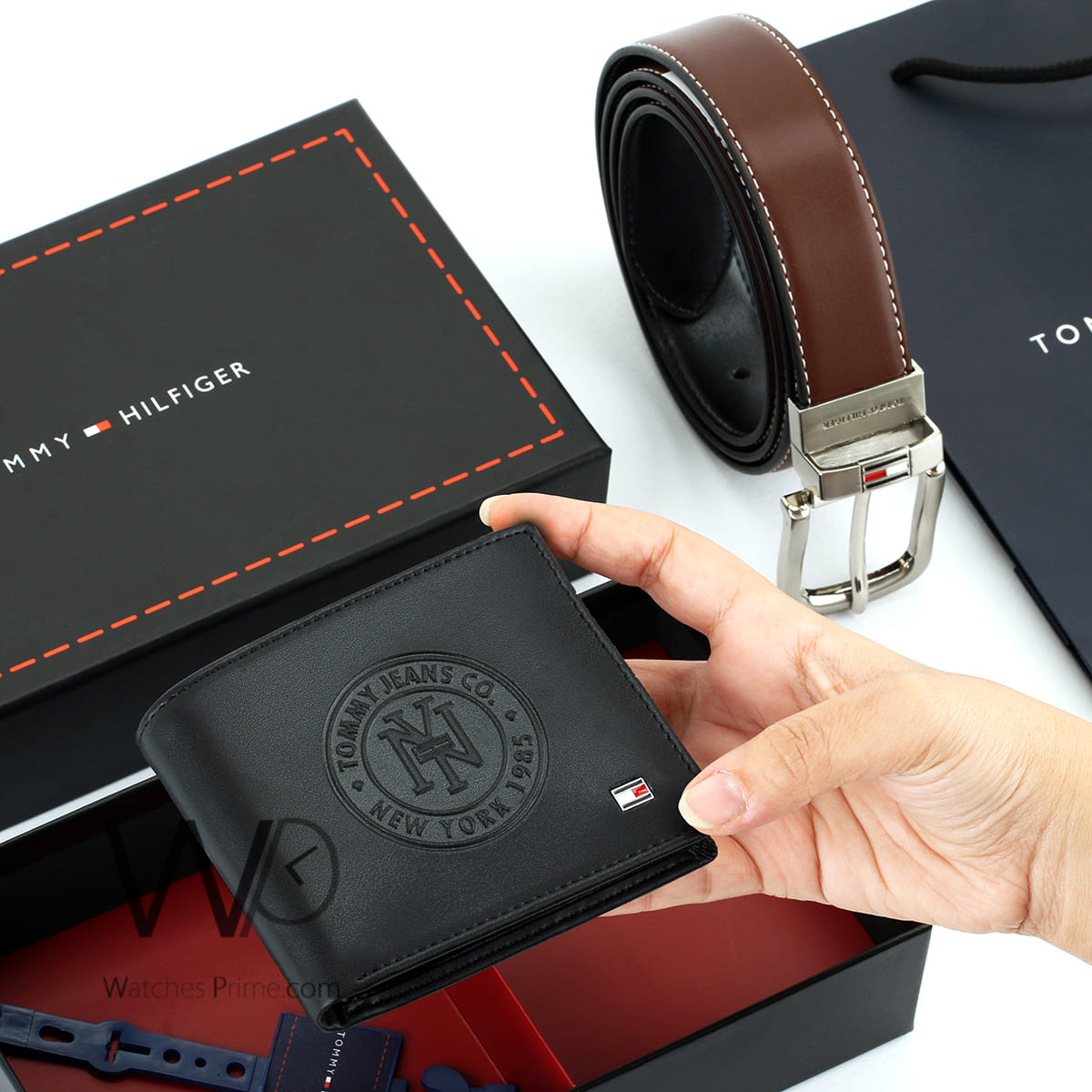 Tommy Hilfiger Leather Wallet Black Brown Belt For Men Gift Set | Watches Prime Tommy Hilfiger Leather Wallet Black Brown Belt For Men Gift Set | Watches Prime