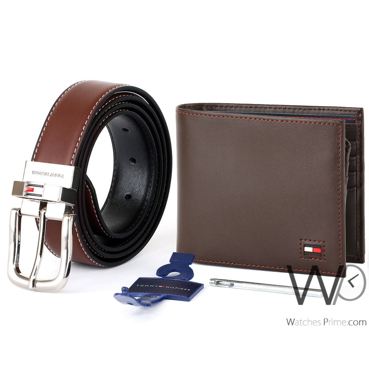 Tommy Hilfiger Leather Wallet Brown Belt For Men Gift Set