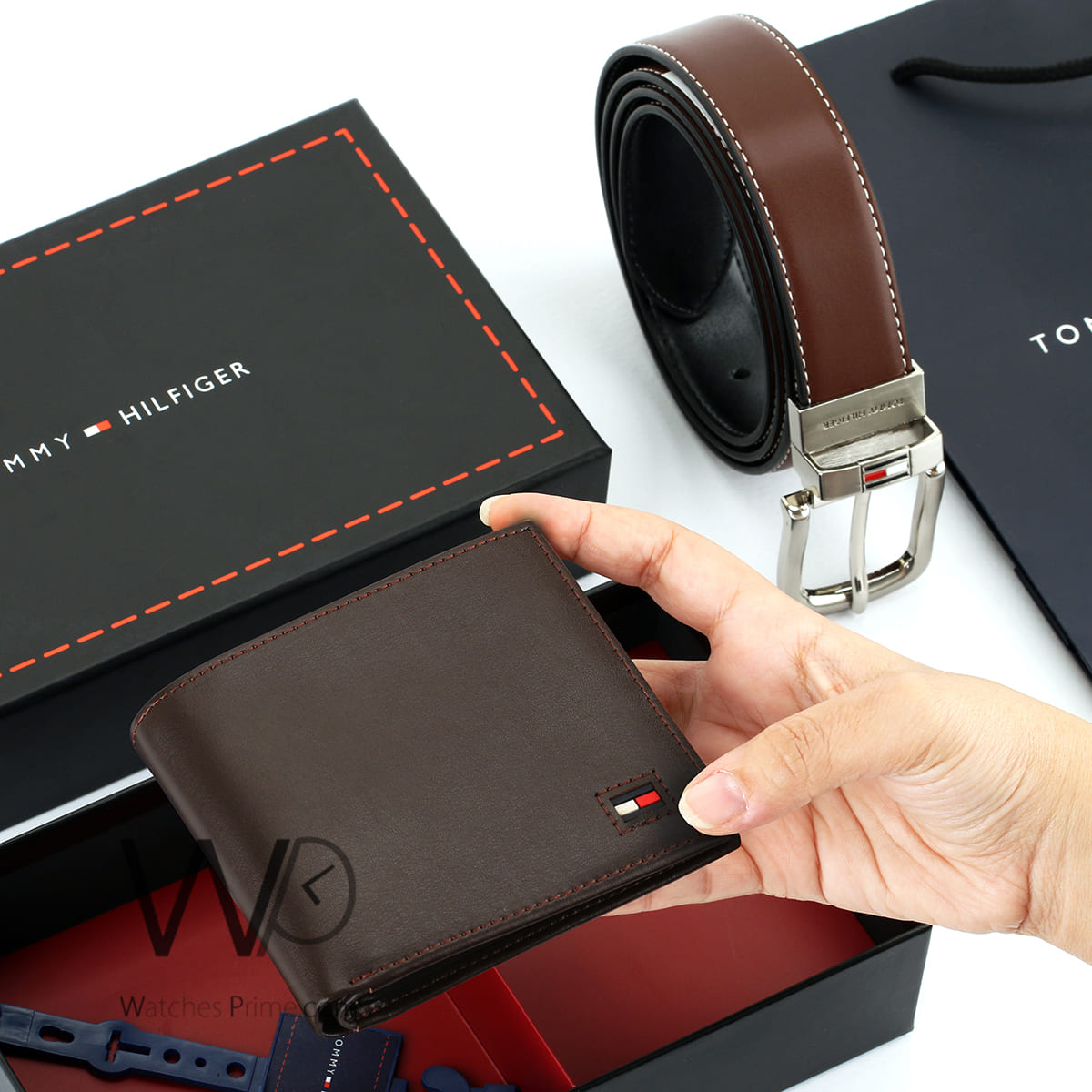 Tommy Hilfiger Leather Wallet Brown Belt For Men Gift Set | Watches Prime Tommy Hilfiger Leather Wallet Brown Belt For Men Gift Set | Watches Prime
