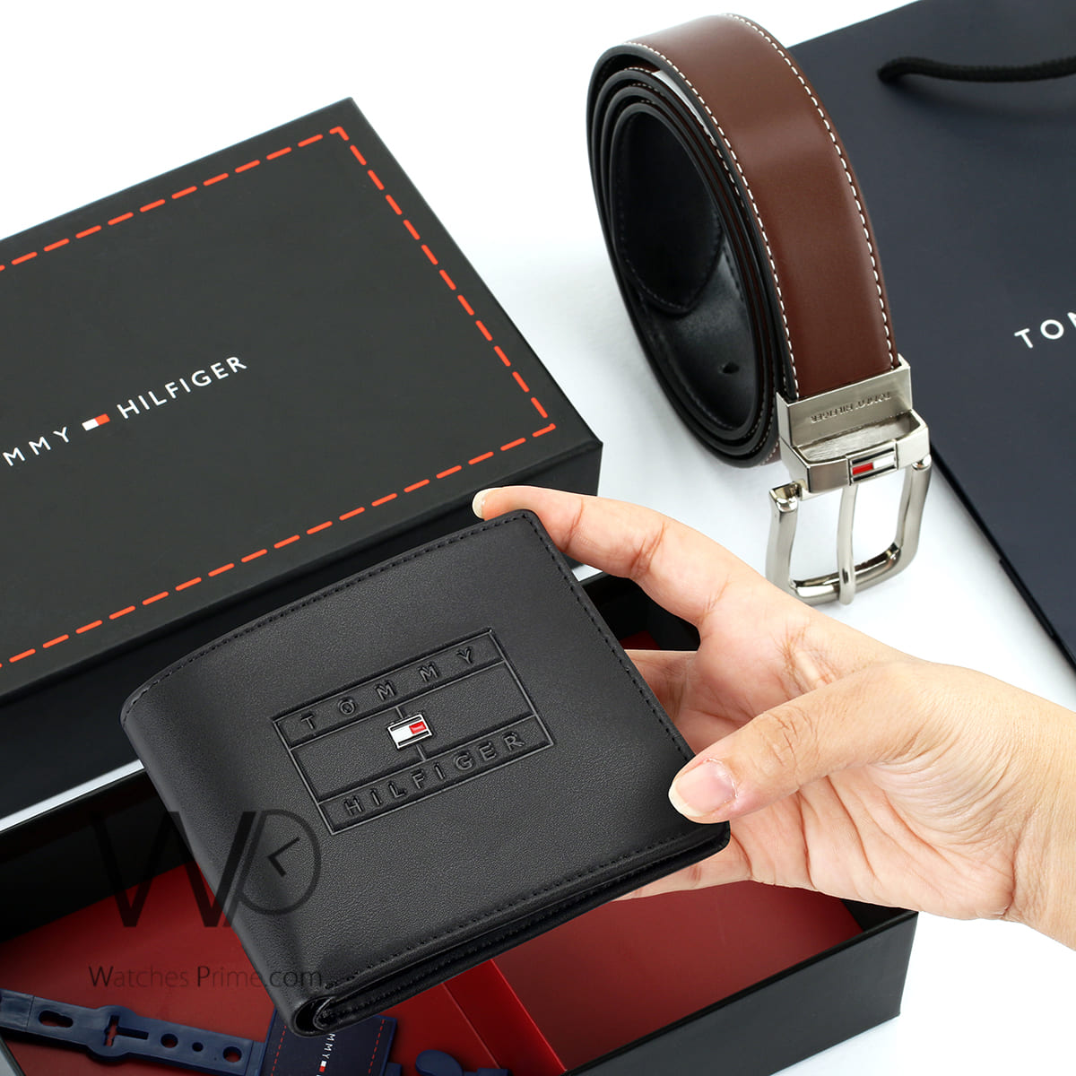 Tommy Hilfiger Leather Wallet Black Brown Belt For Men Gift Set | Watches Prime Tommy Hilfiger Leather Wallet Black Brown Belt For Men Gift Set | Watches Prime