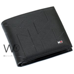 tommy hilfiger wallet for men black authentic genuine leather patterned