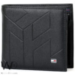 Tommy Hilfiger Wallet For Men Black Genuine Leather Patterned | Watches Prime