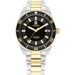 1710552 tommy hilfiger watch men white dial metal stainless steel silver gold strap automatic analog three hand forrest