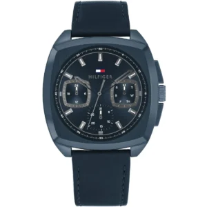 1710558 tommy hilfiger watch men blue dial leather strap quartz analog apollo