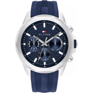 1710649 tommy hilfiger watch men blue dial rubber strap quartz analog lars