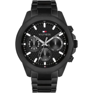 1710653 tommy hilfiger watch men black dial metal stainless steel strap quartz analog lars