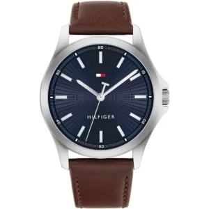 1710669 tommy hilfiger watch men blue dial leather brown strap quartz analog bruce