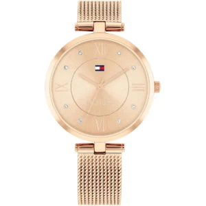 1782712 tommy hilfiger watch women rose gold dial metal stainless steel rose golden mesh strap quartz analog ella