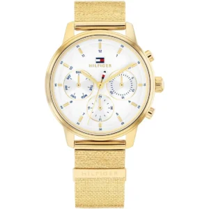 1782808 tommy hilfiger watch women silver dial metal stainless steel gold mesh strap quartz analog blake