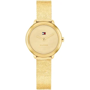 1782811 tommy hilfiger watch women gold dial metal stainless steel golden mesh strap quartz analog demi