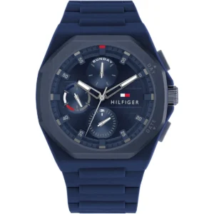 1792122 tommy hilfiger watch men blue dial rubber strap quartz analog neo