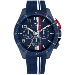 1792169 tommy hilfiger watch chronograph men blue dial rubber strap quartz analog bank