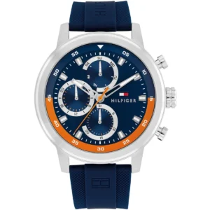 1792177 tommy hilfiger watch men blue dial rubber strap quartz analog rocky