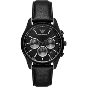 ar11583 emporio armani watch men black dial leather strap quartz analog chronograph antonio