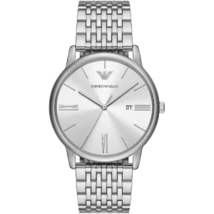ar11599 emporio armani watch men silver dial metal stainless steel strap quartz analog minimalist