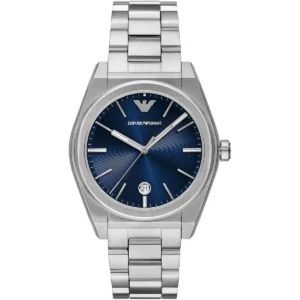 ar11620 emporio armani watch men blue dial metal stainless steel silver strap quartz analog federico