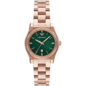 ar11639 emporio armani watch women green dial metal stainless steel rose gold strap quartz analog federico