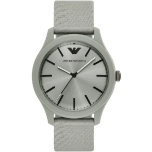 ar11653 emporio armani watch men gray dial fibers grey strap quartz analog classic