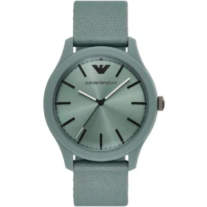 ar11654 emporio armani watch men green dial fibers strap quartz analog classic