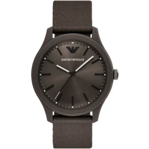 ar11655 emporio armani watch men brown dial fibers strap quartz analog classic