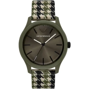 ar11694 emporio armani watch men tri tone textile strap green dial fibers multicolored strap quartz analog tide ocean