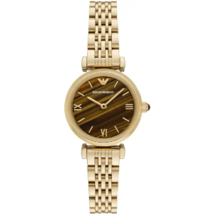 ar11703 emporio armani watch women printed brown dial metal stainless steel gold strap quartz analog gianni t bar
