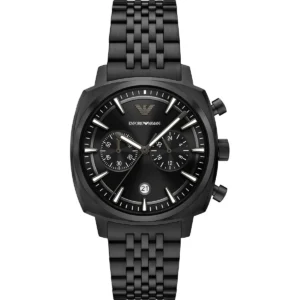 ar11727 emporio armani watch men black dial metal stainless steel strap quartz analog chronograph carlo