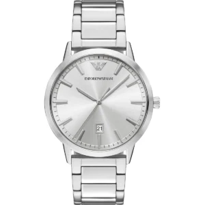 ar11730 emporio armani watch men silver dial metal stainless steel strap quartz analog ruggero