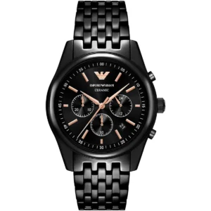 ar70015 emporio armani watch men black dial ceramic strap quartz analog chronograph antonio