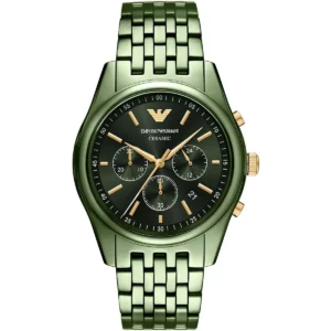 ar70017 emporio armani watch ceramic men green dial strap quartz analog chronograph antonio