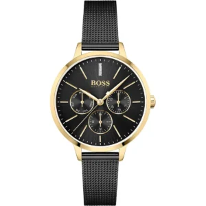 1502601 hugo boss watch women black dial metal stainless mesh strap quartz battery analog three hand symphony