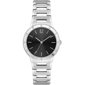 1502647 hugo boss watch women black dial metal stainless silver strap quartz battery analog three hand breath