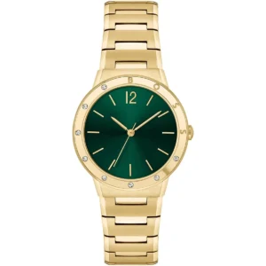 1502649 hugo boss watch women green dial metal stainless gold strap quartz battery analog three hand breath