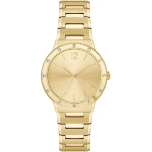 1502715 hugo boss watch women gold dial metal stainless golden strap quartz battery analog three hand breath