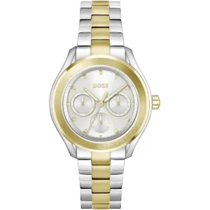 1502746 hugo boss watch women two tone silver dial stainless steel metal gold strap quartz battery analog 4 hands lida