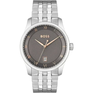 1514116 hugo boss watch men gray dial metal stainless silver strap quartz battery analog three hand principle