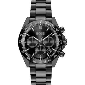 1514271 hugo boss watch men black dial stainless steel metal strap quartz battery analog chronograph hero