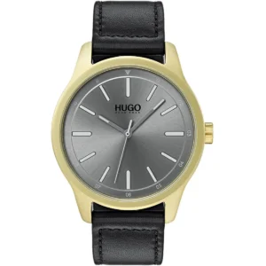 1530019 hugo boss watch men gray dial leather strap quartz battery analog three hand dare