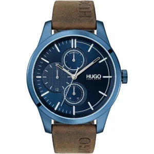 1530083 hugo boss watch men blue dial leather brown strap quartz battery analog three hand discover